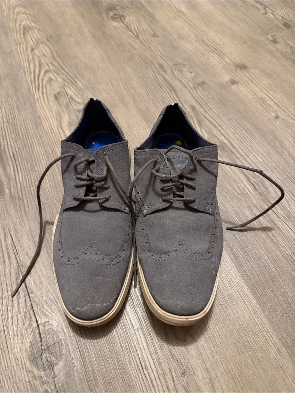 Cole Haan Men's Gray Suede Wingtip Derby Shoes
